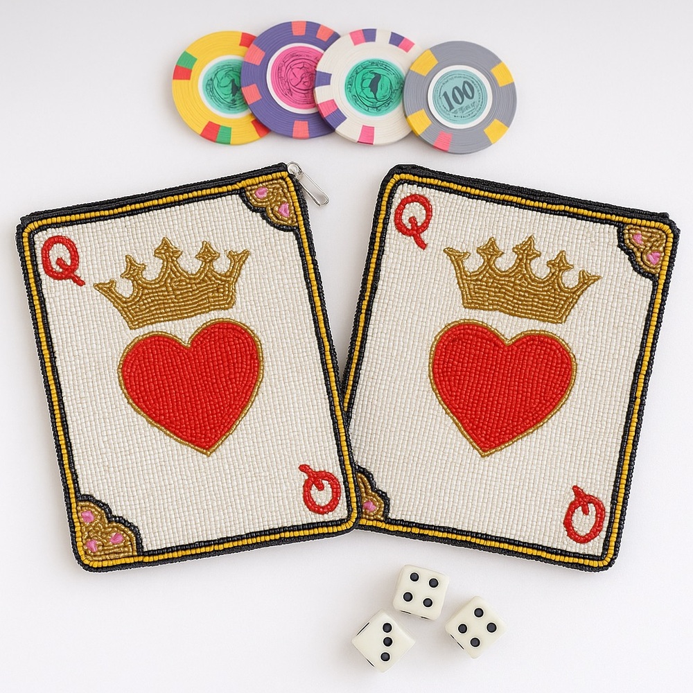 Queen of Hearts Beaded Clutch